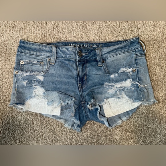 American Eagle Outfitters Pants - American Eagle Outfitters Blue Jean Shorts with Lace Pockets